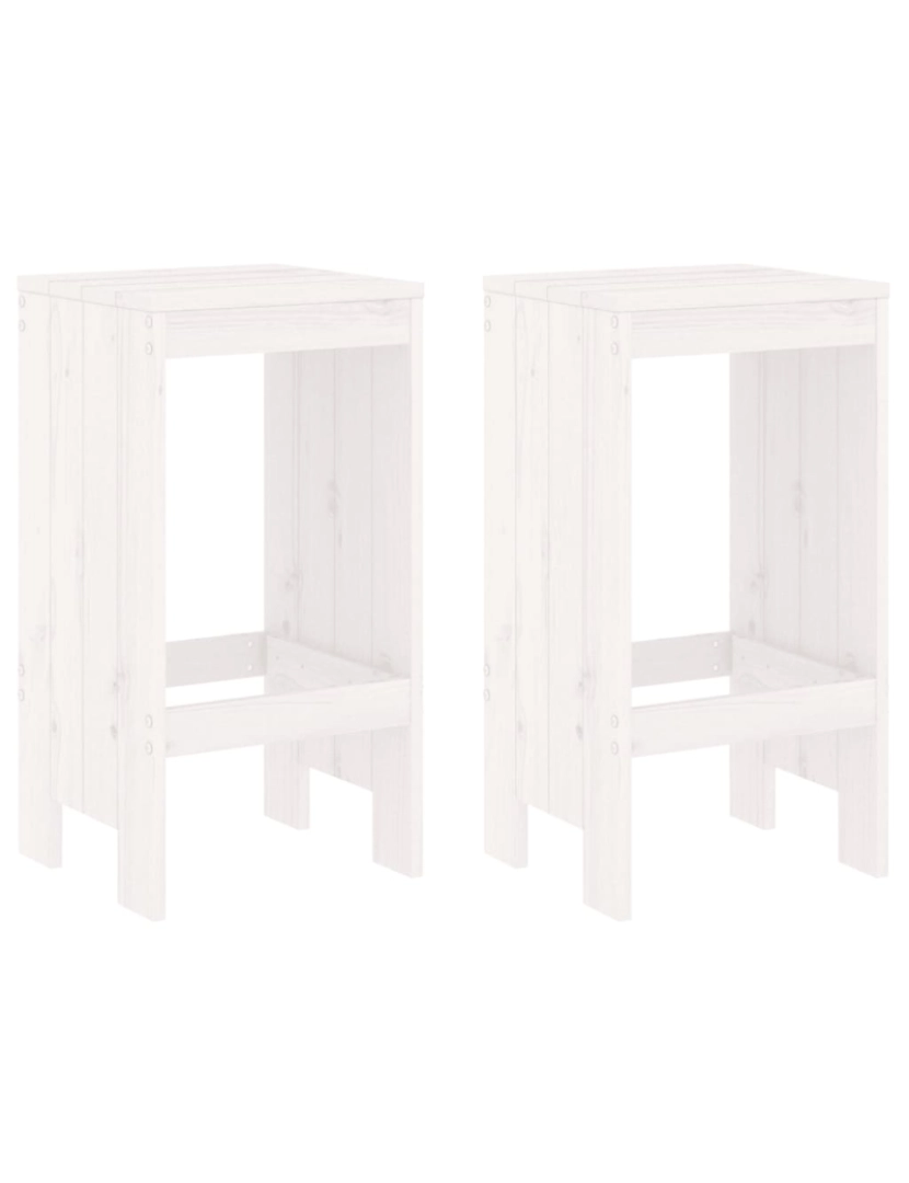 imagem de vidaXL Bancos de bar 2 pcs 40x36x75 cm madeira de pinho maciça branco1