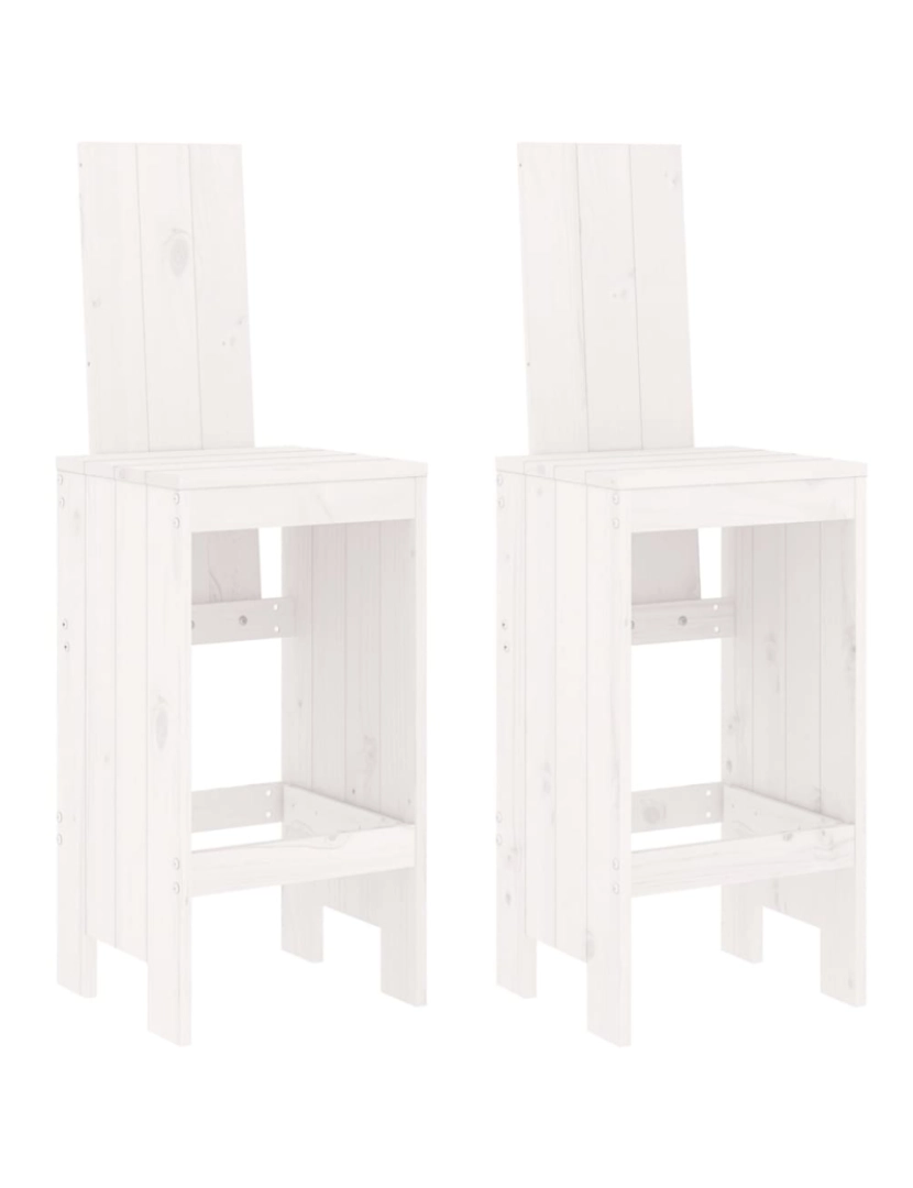 imagem de vidaXL Cadeiras de bar 2 pcs 40x42x120 cm pinho maciço branco1