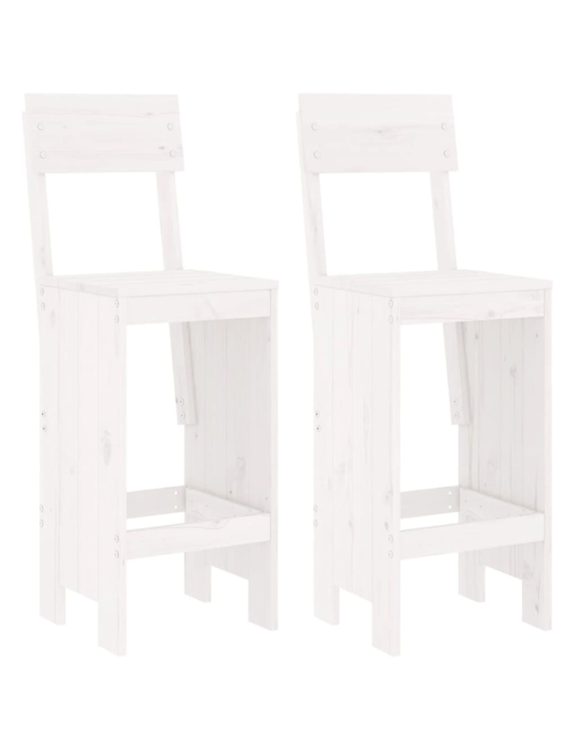 imagem de vidaXL Cadeiras de bar 2 pcs 40x48,5x115,5 cm pinho maciço branco1