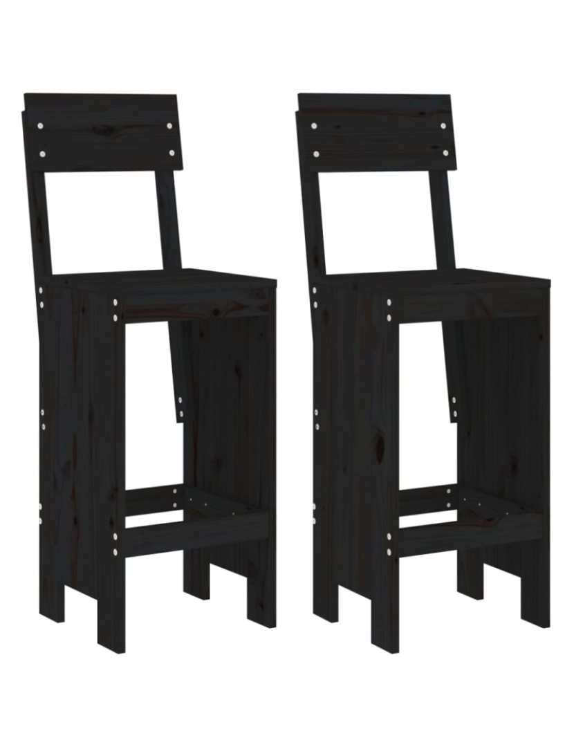 imagem de vidaXL Cadeiras de bar 2 pcs 40x48,5x115,5 cm pinho maciço preto1