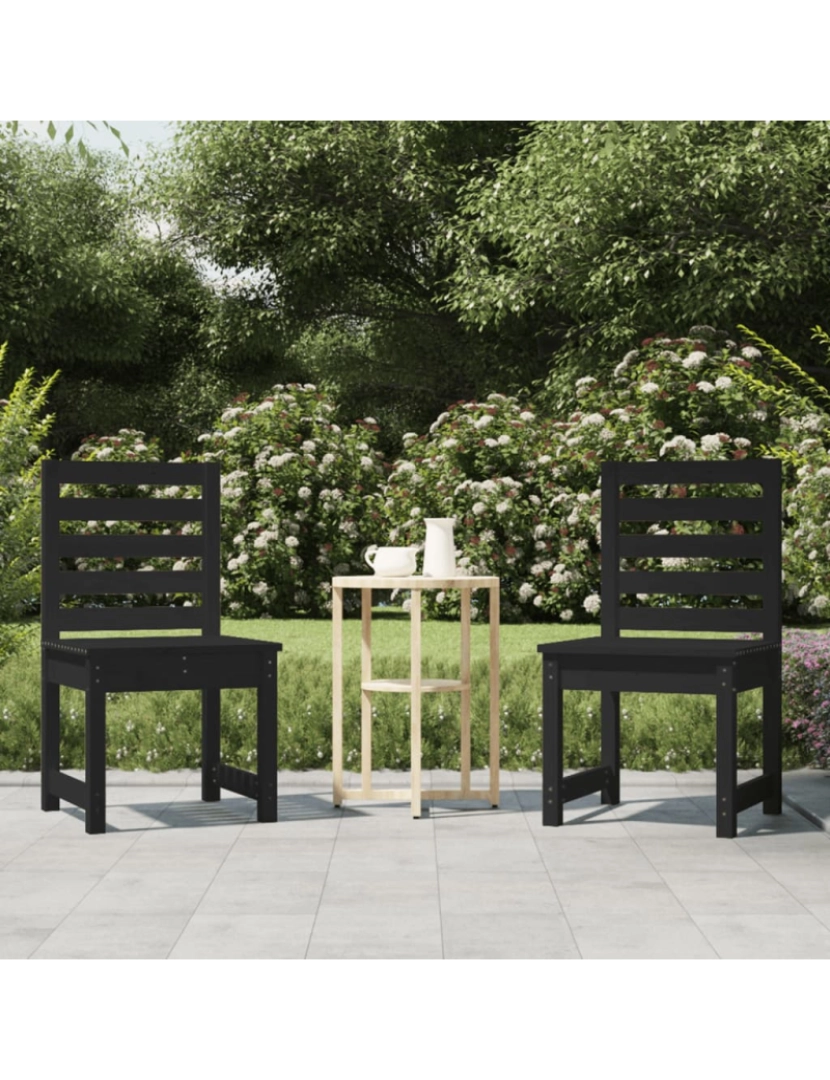 imagem de vidaXL Cadeiras de jardim 2 pcs 50x48x91,5 cm pinho maciço preto2