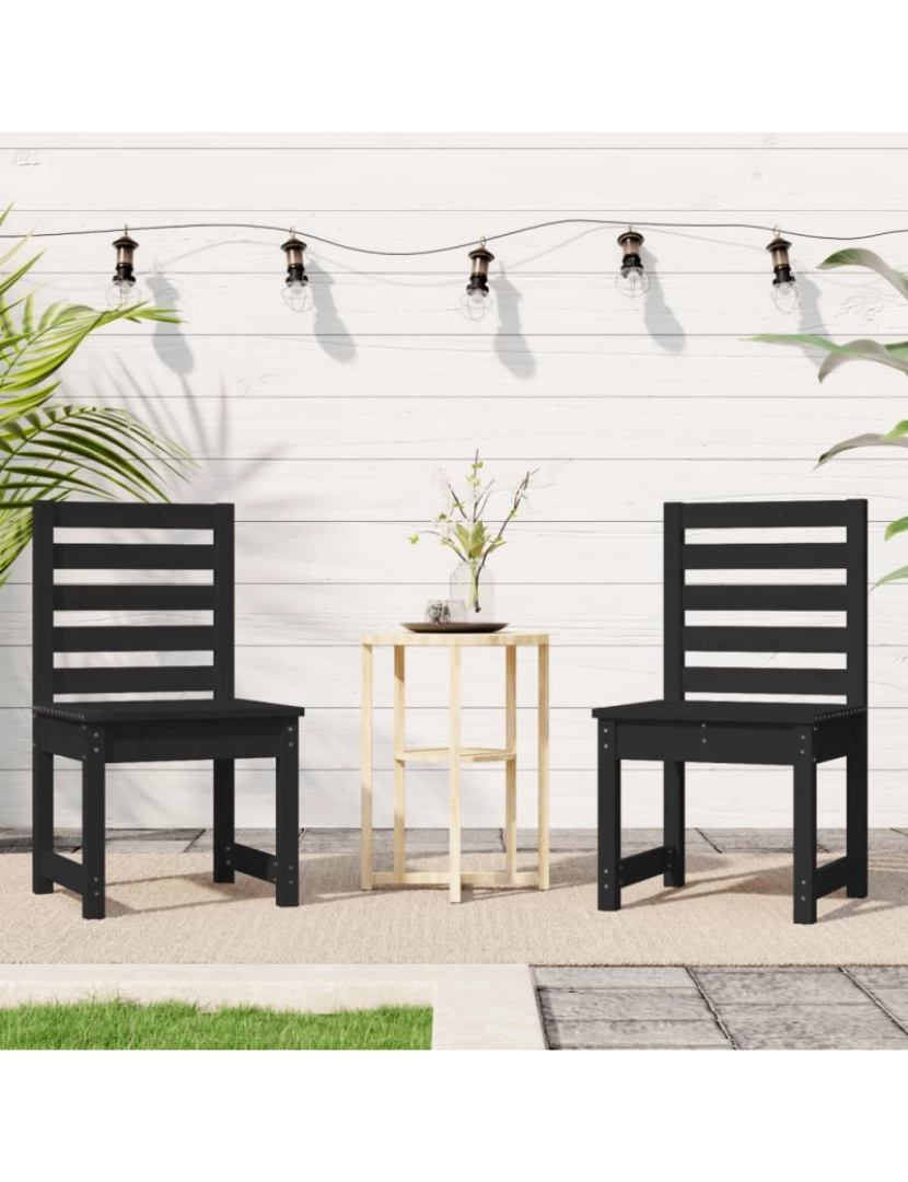 imagem de vidaXL Cadeiras de jardim 2 pcs 50x48x91,5 cm pinho maciço preto4