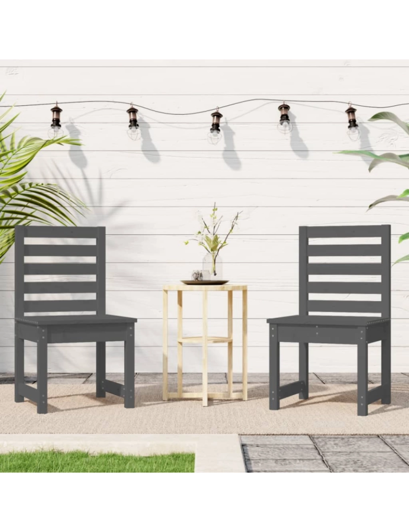 imagem de vidaXL Cadeiras de jardim 2 pcs 50x48x91,5 cm pinho maciço cinzento4