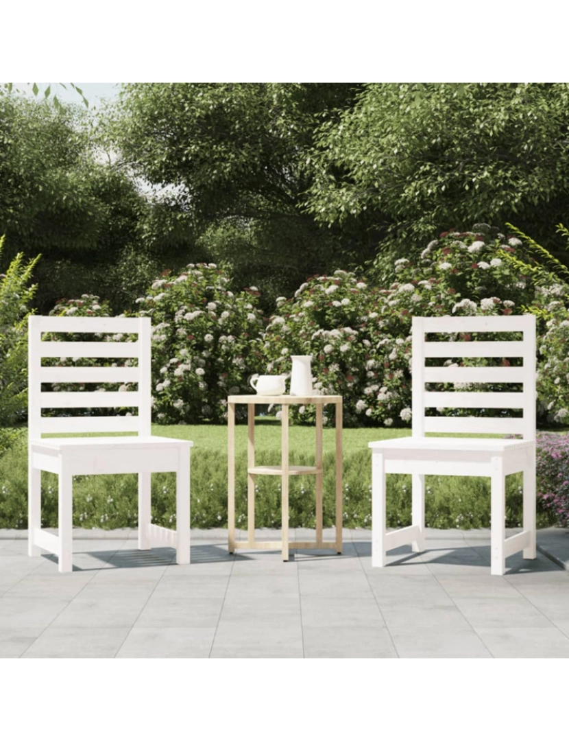 imagem de vidaXL Cadeiras de jardim 2 pcs 50x48x91,5 cm pinho maciço branco2