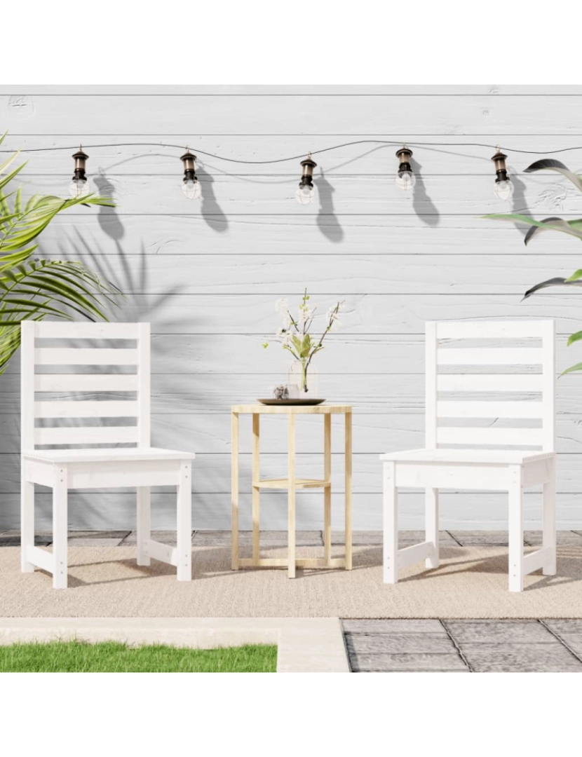 imagem de vidaXL Cadeiras de jardim 2 pcs 50x48x91,5 cm pinho maciço branco4