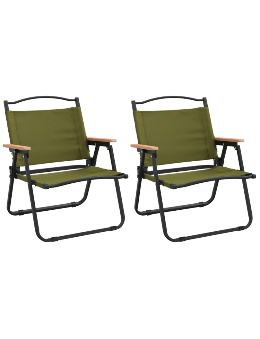 imagem de vidaXL Cadeiras de campismo 2 pcs 54x43x59 cm tecido oxford verde1