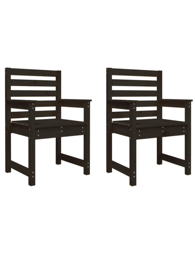 imagem de vidaXL Cadeiras de jardim 2 pcs 60x48x91 cm pinho maciço preto1