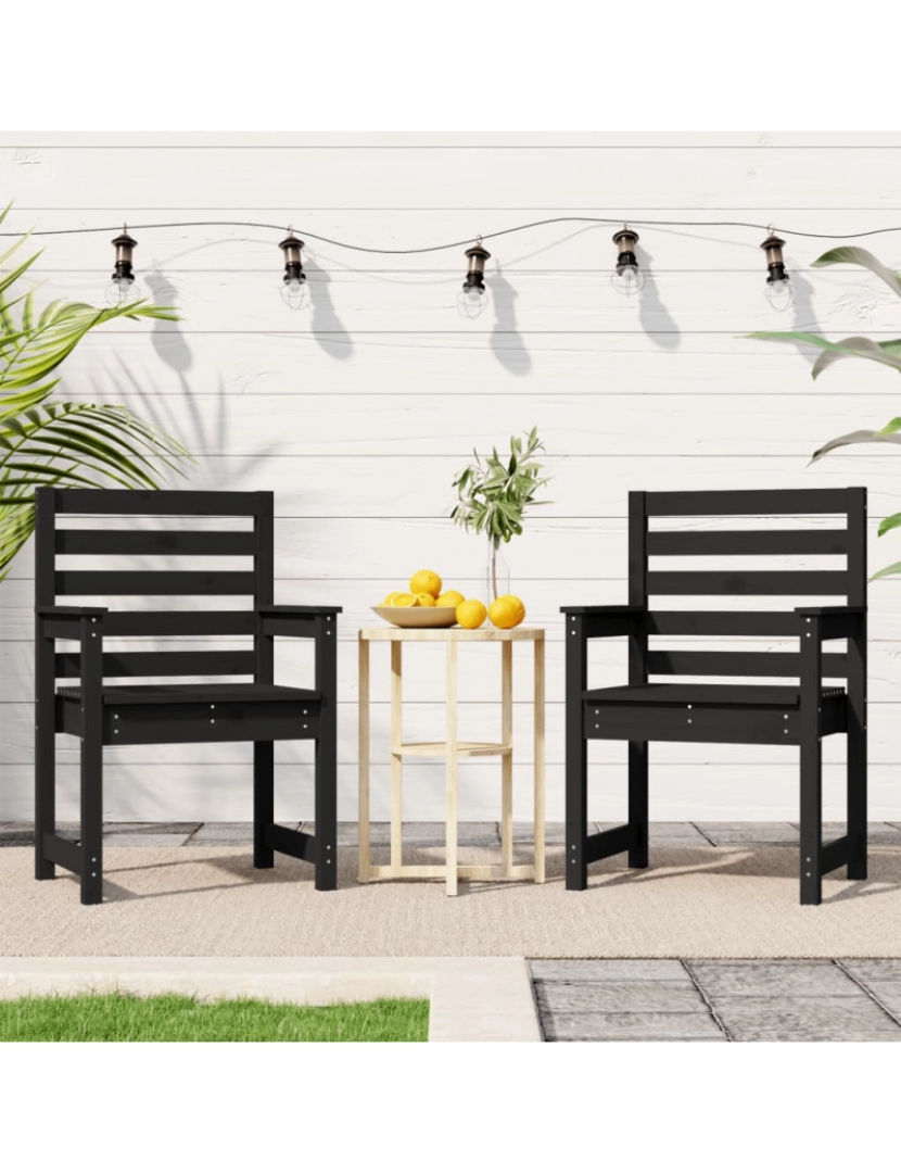 imagem de vidaXL Cadeiras de jardim 2 pcs 60x48x91 cm pinho maciço preto4