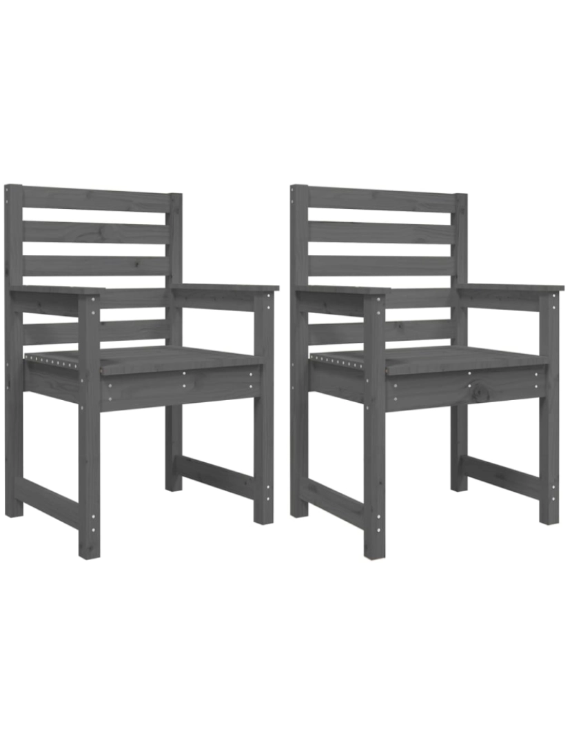 imagem de vidaXL Cadeiras de jardim 2 pcs 60x48x91 cm pinho maciço cinzento1