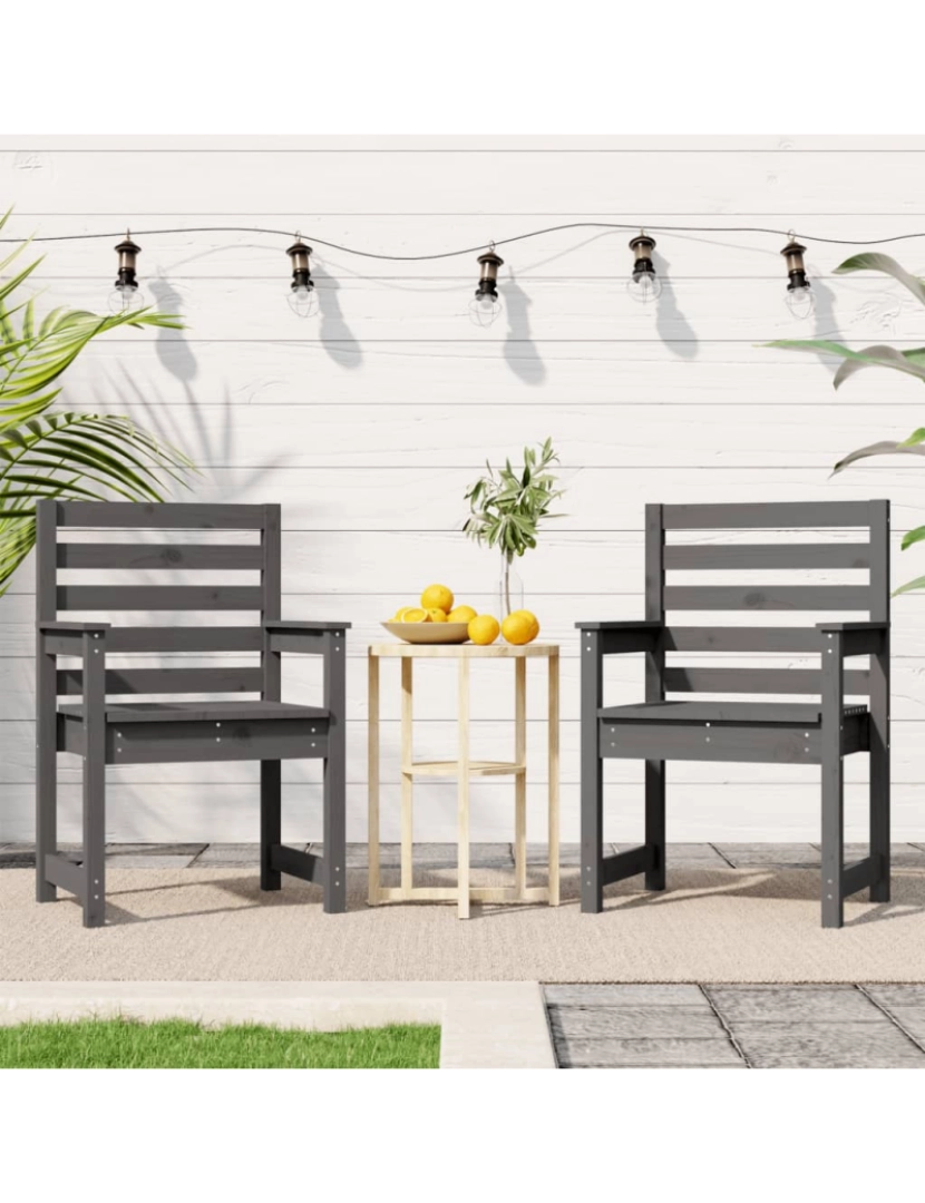 imagem de vidaXL Cadeiras de jardim 2 pcs 60x48x91 cm pinho maciço cinzento4