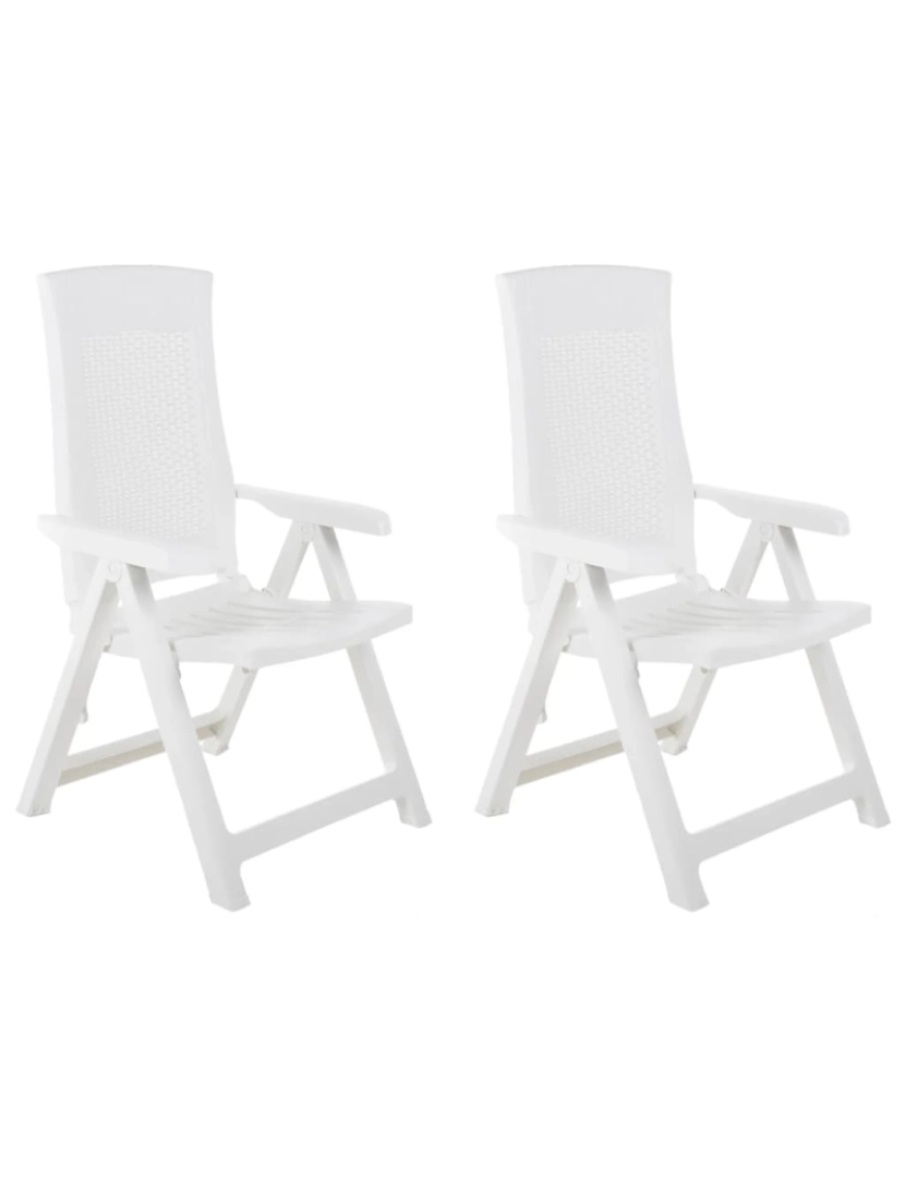 imagem de vidaXL Cadeiras de jardim reclináveis 2 pcs plástico branco1