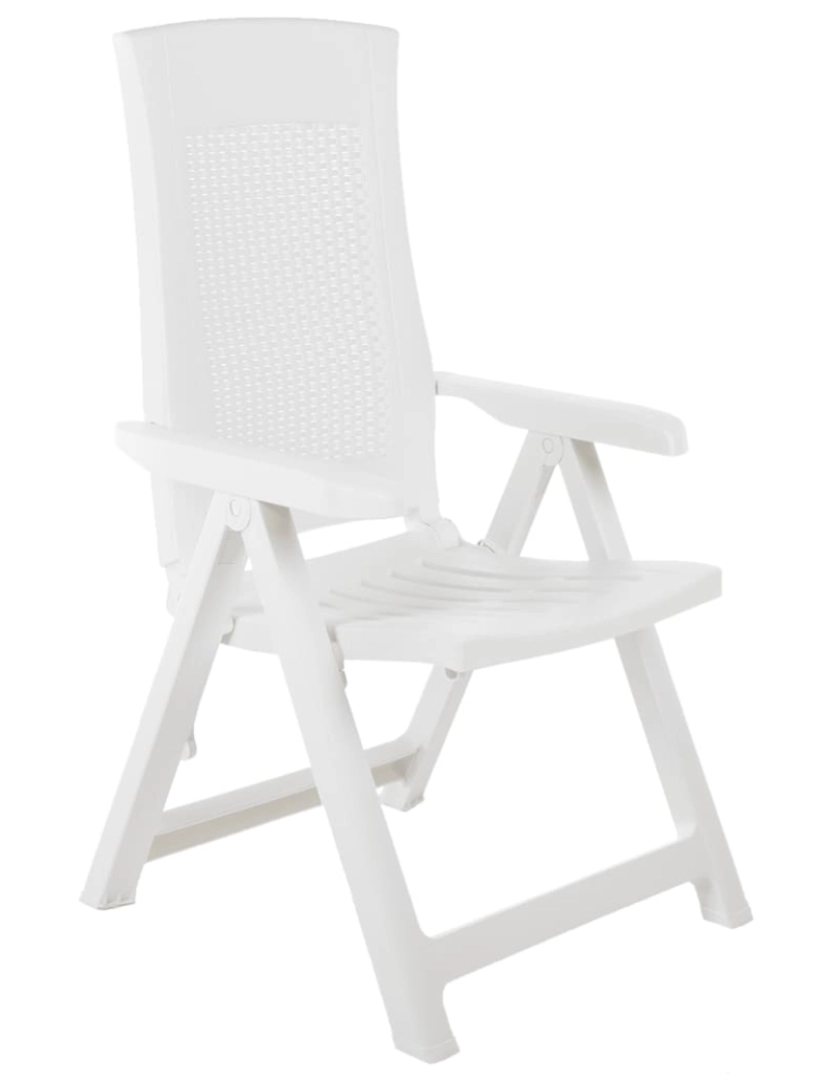 imagem de vidaXL Cadeiras de jardim reclináveis 2 pcs plástico branco3