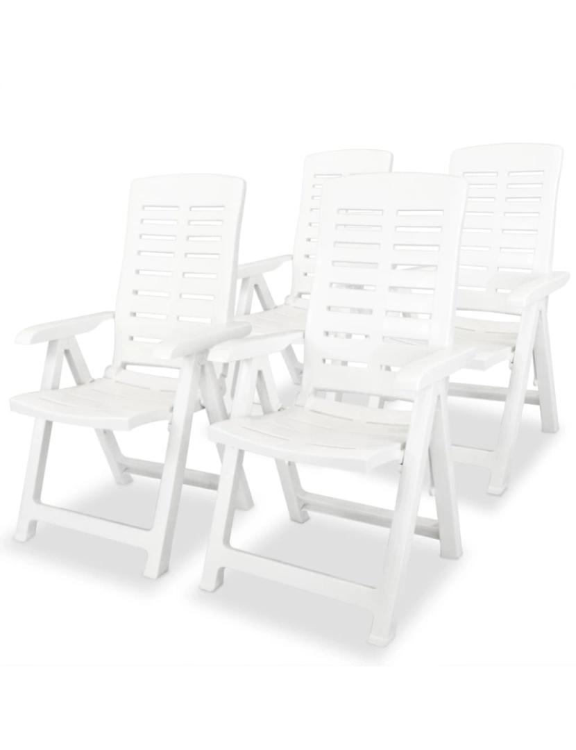 imagem de vidaXL Cadeiras de jardim reclináveis 4 pcs plástico branco2