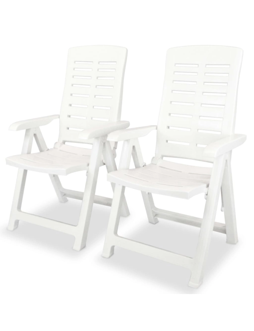 imagem de vidaXL Cadeiras de jardim reclináveis 2 pcs plástico branco2