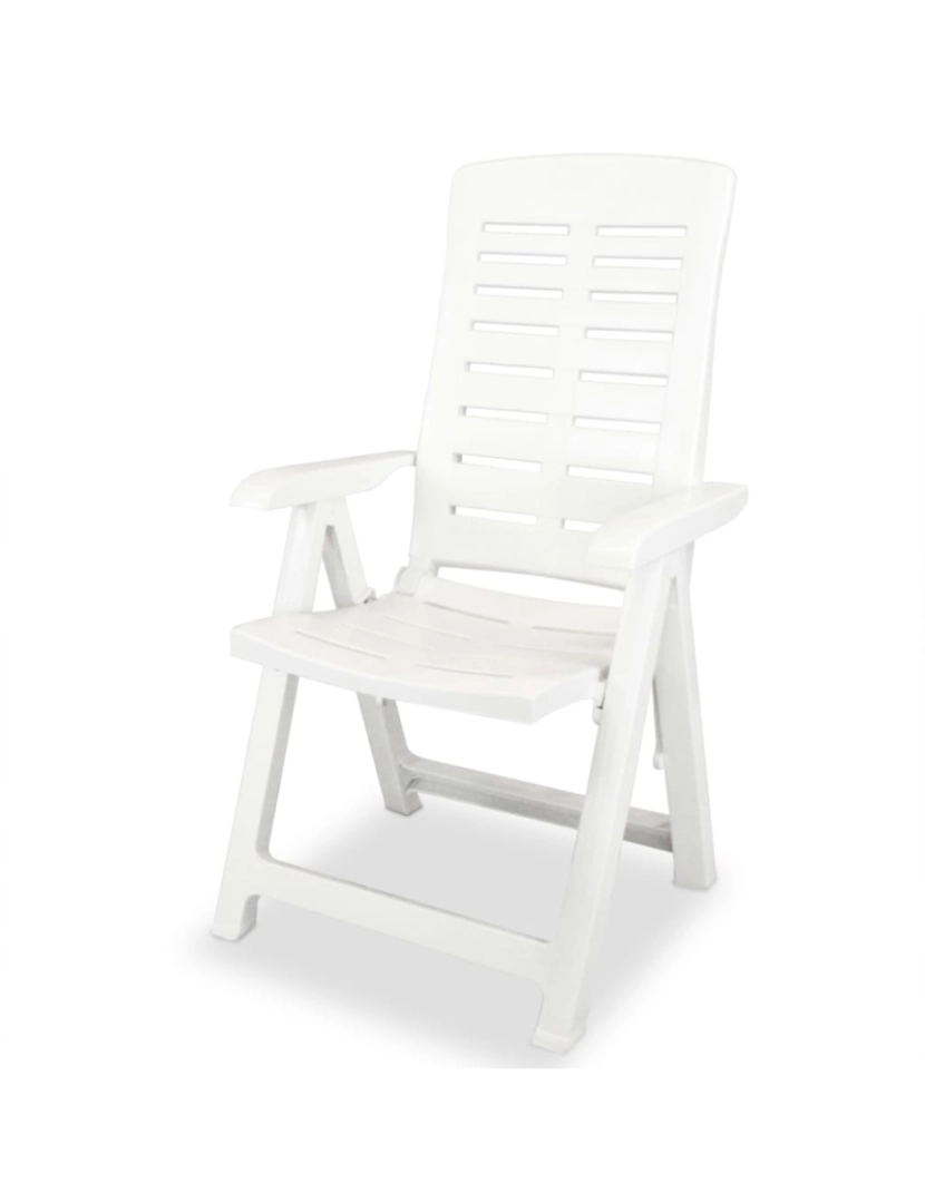 imagem de vidaXL Cadeiras de jardim reclináveis 2 pcs plástico branco4