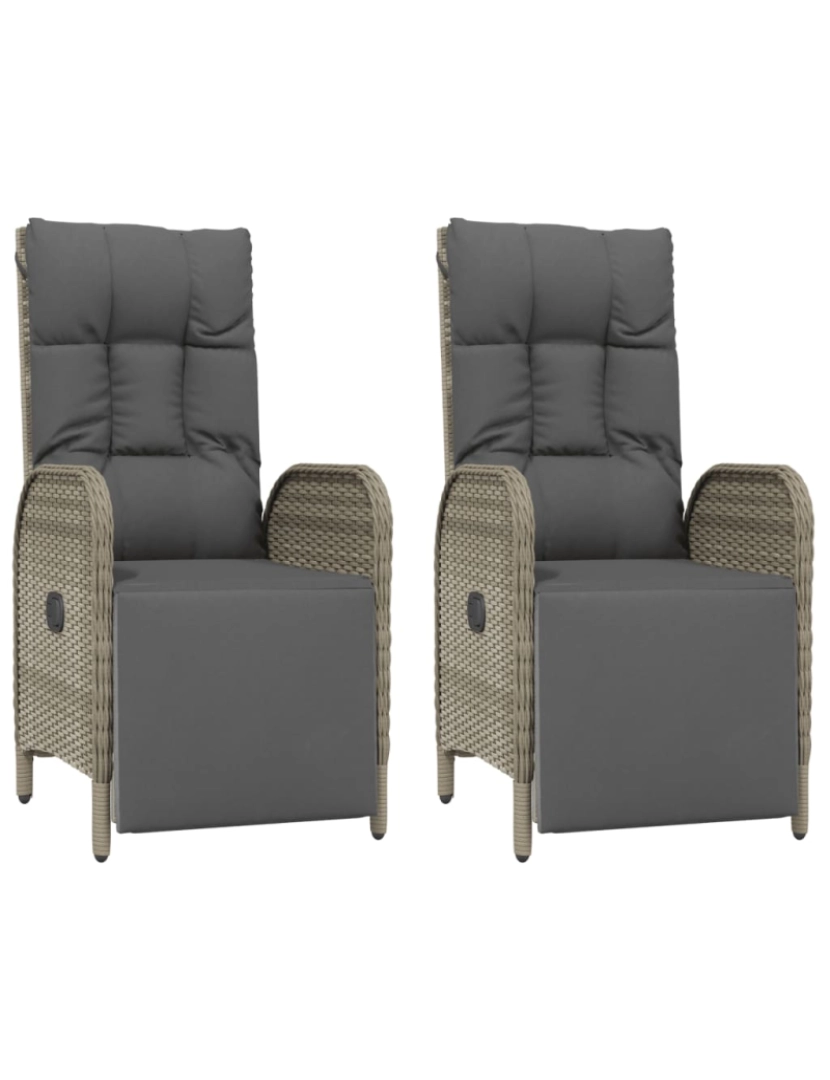 Vidaxl - vidaXL Poltronas reclináveis exterior c/ almofadões 2pcs vime PE cinza