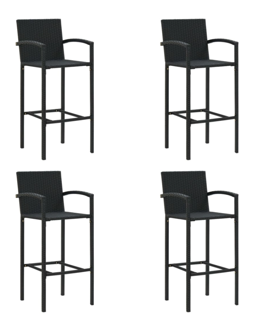 imagem de vidaXL Bancos de bar 4 pcs vime PE preto1