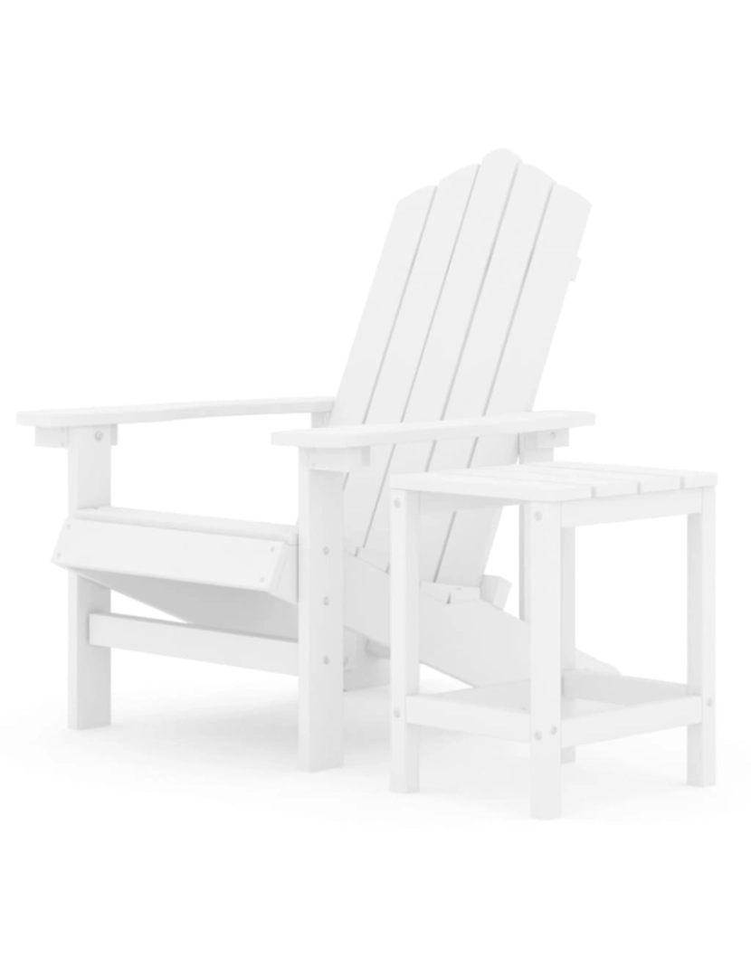 Vidaxl - vidaXL Cadeira de jardim Adirondack com mesa PEAD branco