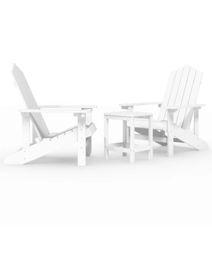 imagem de vidaXL Cadeiras de jardim Adirondack com mesa PEAD branco1