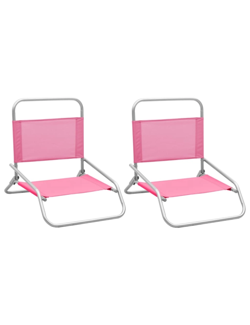 Vidaxl - vidaXL Cadeiras de praia dobráveis 2 pcs tecido rosa