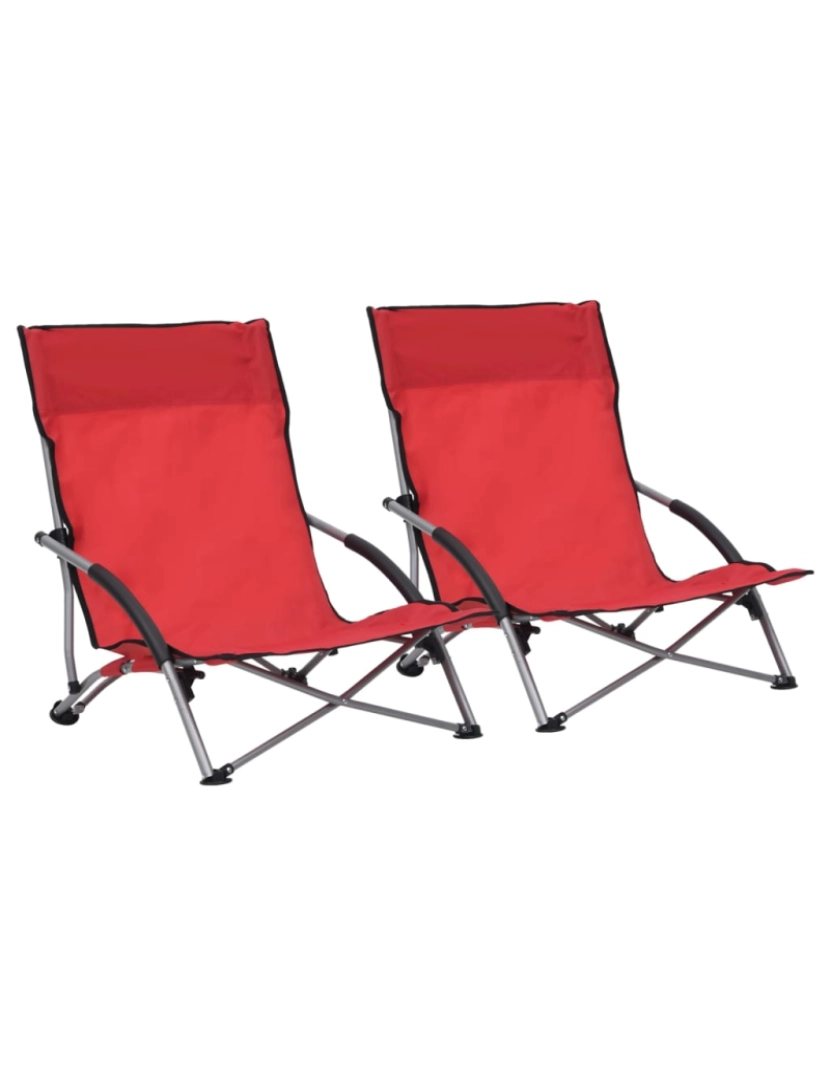 Vidaxl - vidaXL Cadeiras de praia dobráveis 2 pcs tecido vermelho