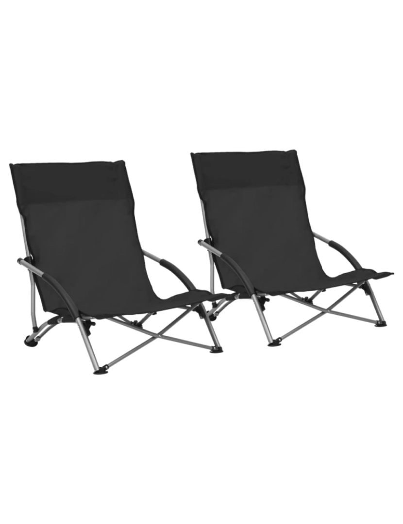 Vidaxl - vidaXL Cadeiras de praia dobráveis 2 pcs tecido preto