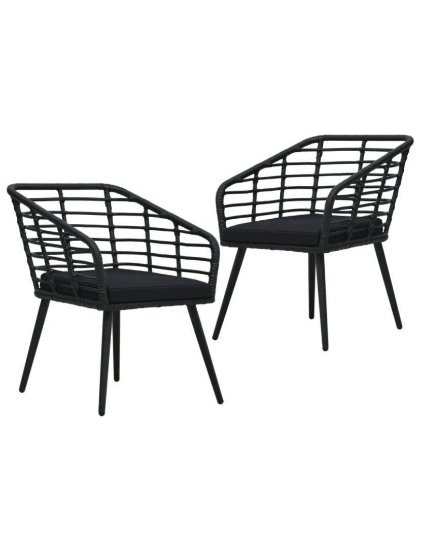 Vidaxl - vidaXL Cadeiras de jardim com almofadões 2 pcs vime PE preto