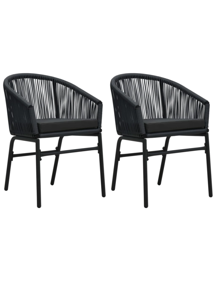 imagem de vidaXL Cadeiras de jardim 2 pcs vime PE preto1