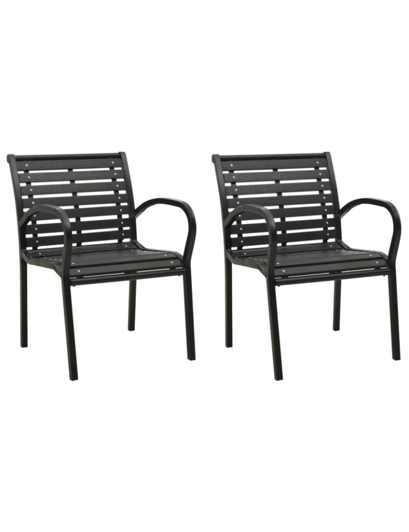 imagem de vidaXL Cadeiras de jardim 2 pcs aço e WPC preto1