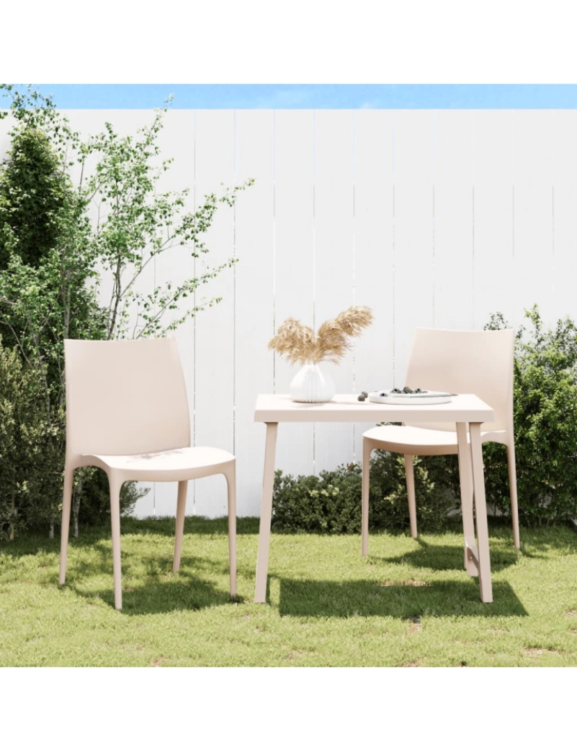 imagem de vidaXL Cadeiras de jardim 2 pcs polipropileno 50x46x80 cm cor creme2