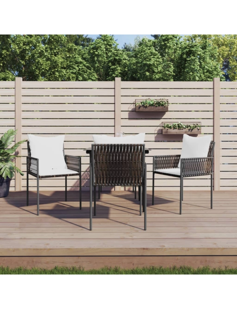 imagem de vidaXL Cadeiras jardim c/ almofadões 4pcs 54x61x83 cm vime PE castanho2