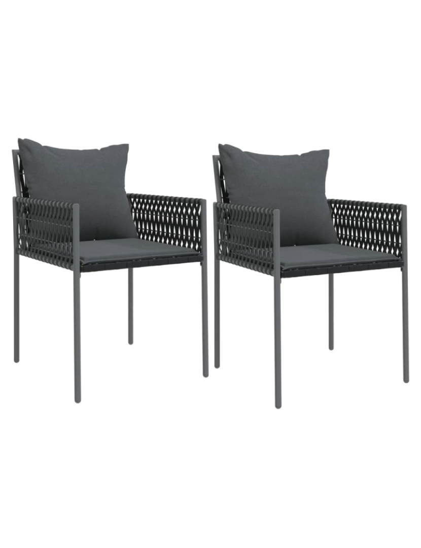 imagem de vidaXL Cadeiras jardim c/ almofadões 2 pcs 54x61x83 cm vime PE preto1