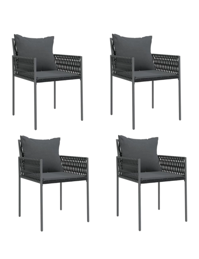 Vidaxl - vidaXL Cadeiras jardim c/ almofadões 4 pcs 54x61x83 cm vime PE preto