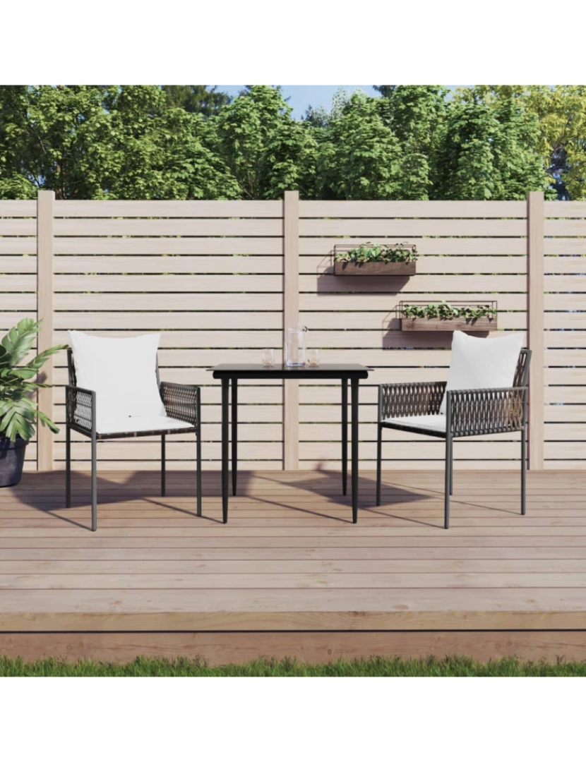 imagem de vidaXL Cadeiras jardim c/ almofadões 2pcs 54x61x83 cm vime PE castanho2