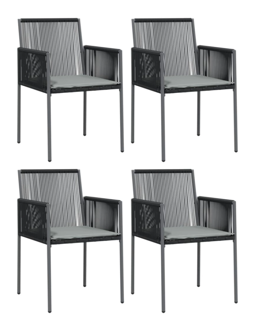 imagem de vidaXL Cadeiras jardim c/ almofadões 4pcs 54x60,5x83,5cm vime PE preto1