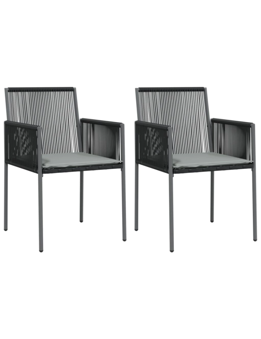 imagem de vidaXL Cadeiras jardim c/ almofadões 2pcs 54x60,5x83,5cm vime PE preto1