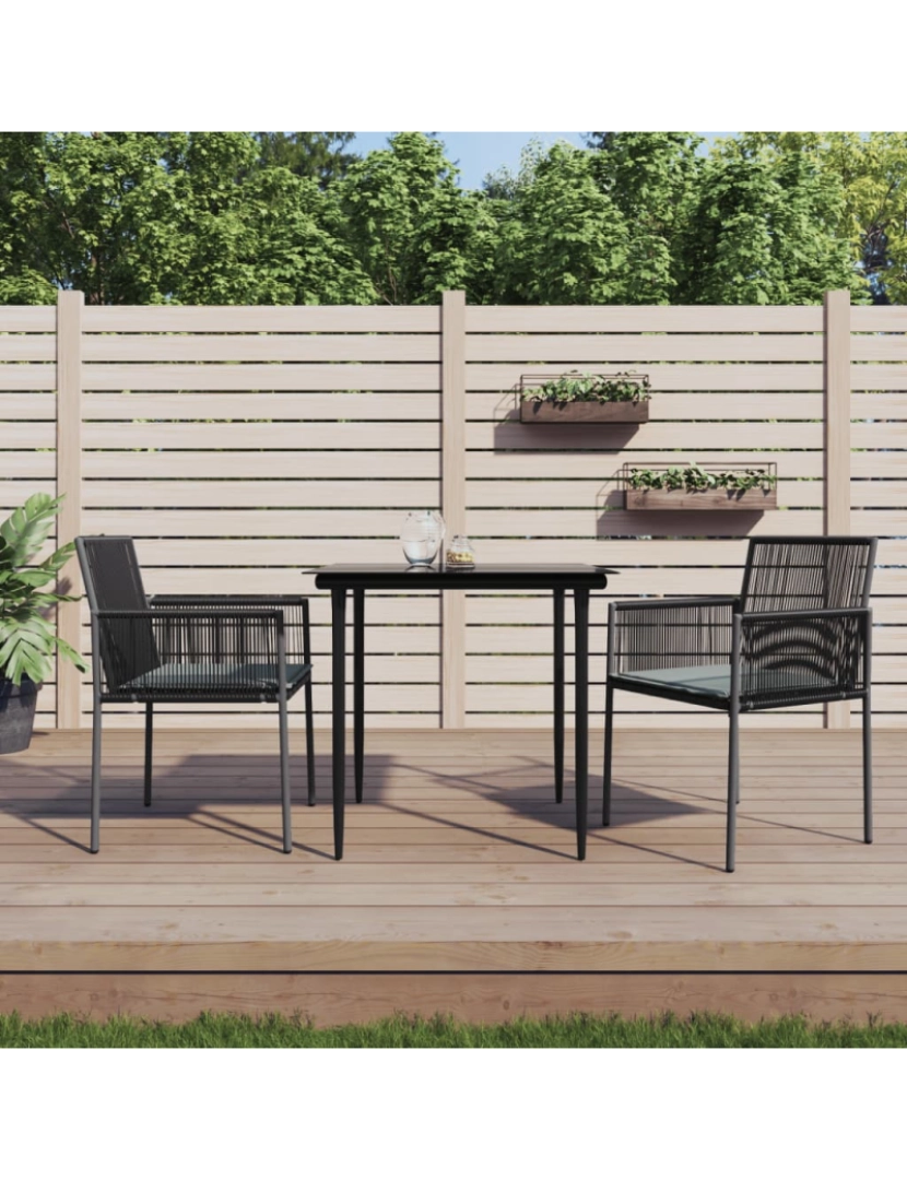 imagem de vidaXL Cadeiras jardim c/ almofadões 2pcs 54x60,5x83,5cm vime PE preto2