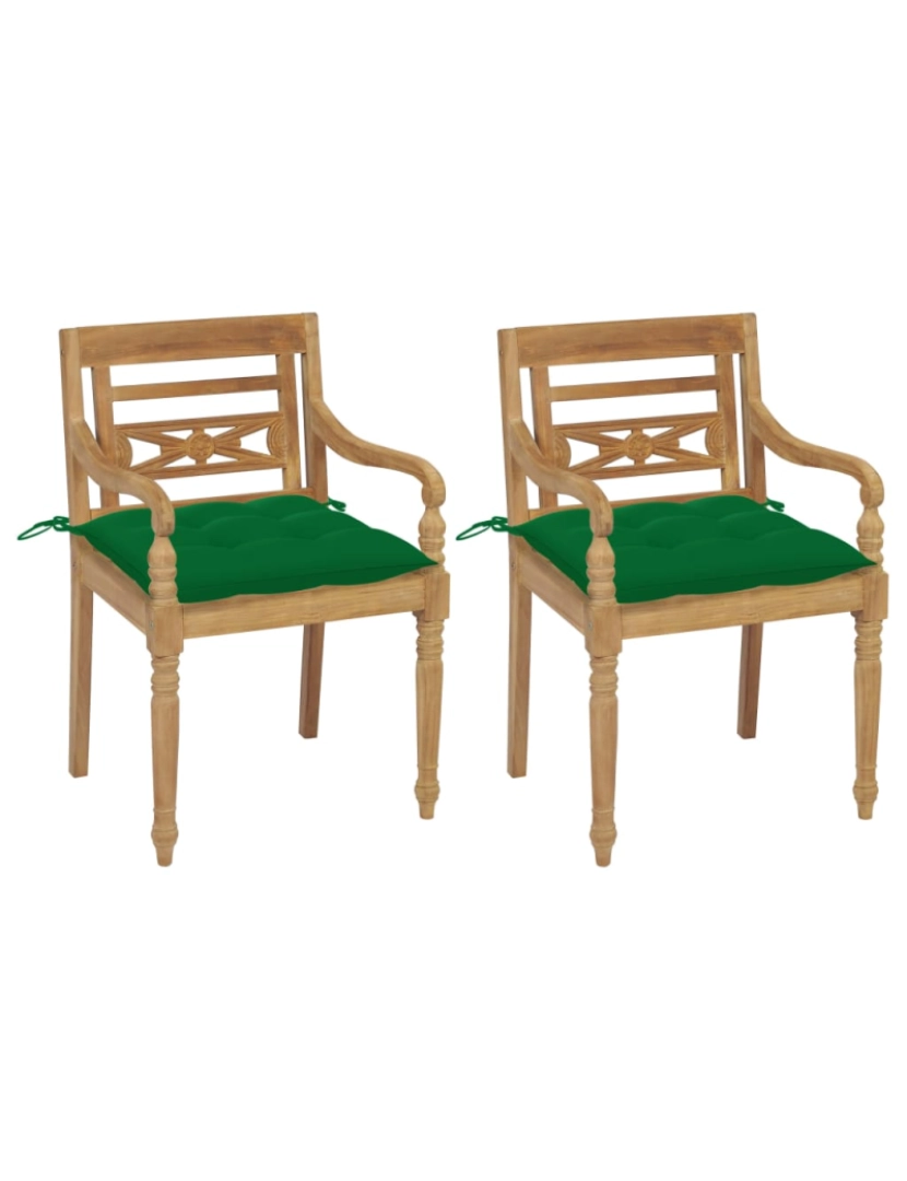 Vidaxl - vidaXL Cadeiras Batávia c/ almofadões verde 2 pcs teca maciça