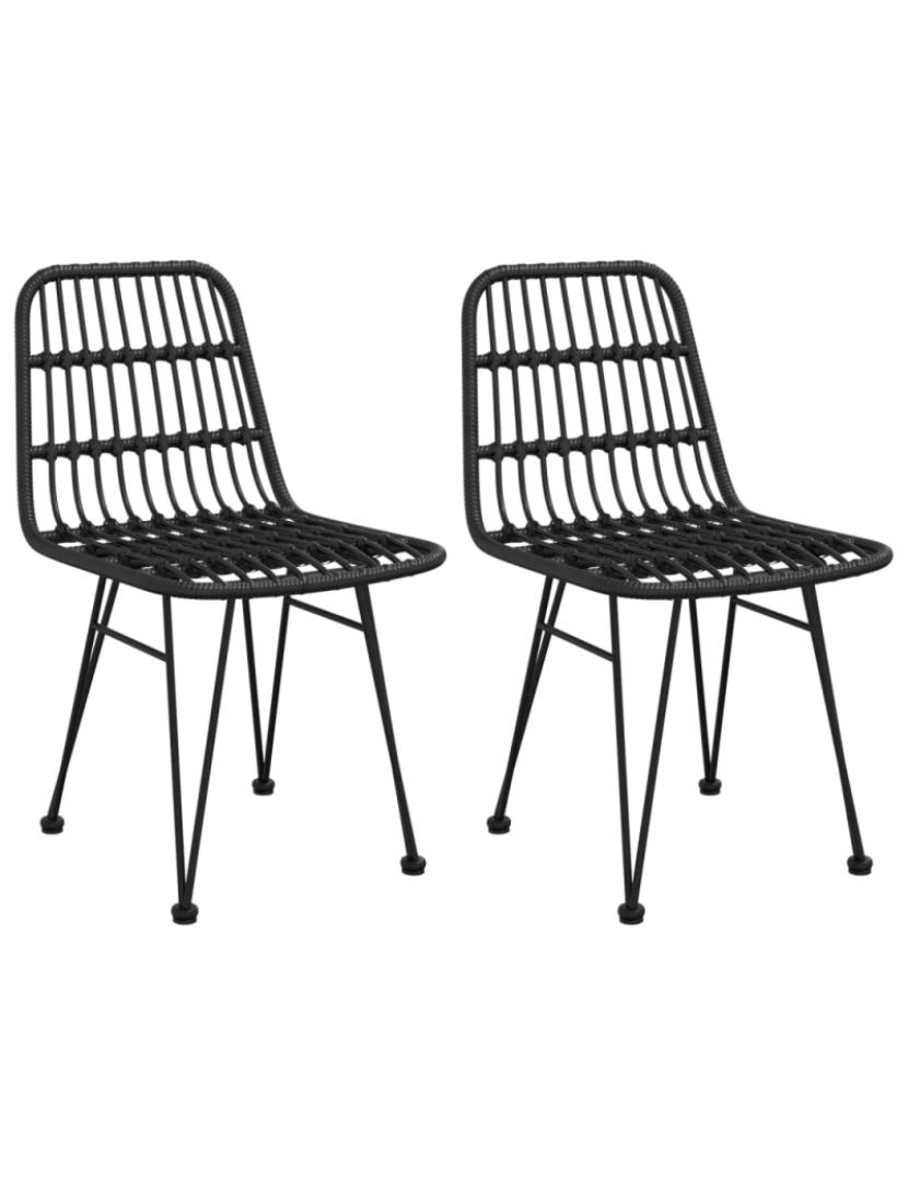 imagem de vidaXL Cadeiras de jardim 2 pcs 48x62x84 cm vime PE preto1