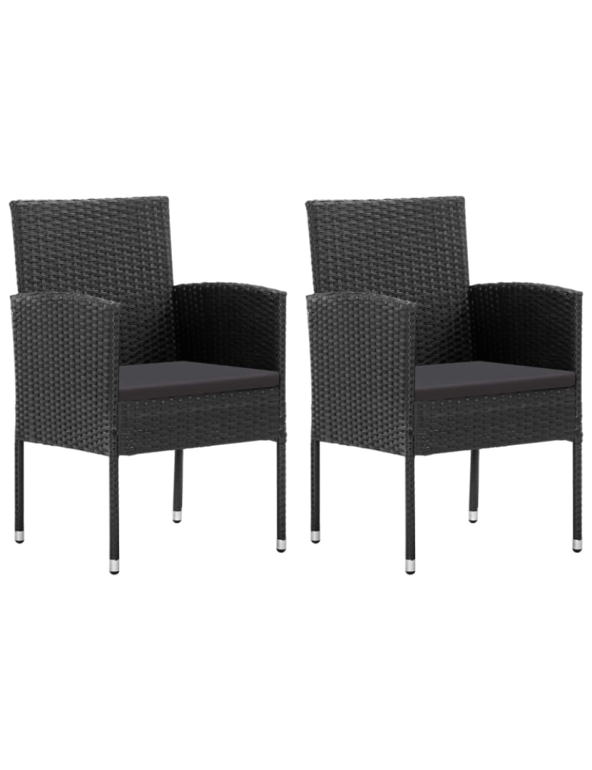 imagem de vidaXL Cadeiras de jardim 2 pcs vime PE preto1