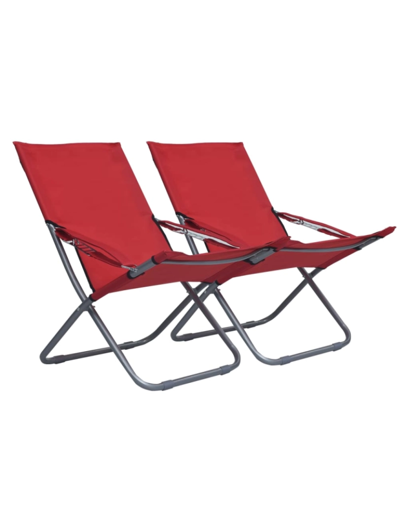 Vidaxl - vidaXL Cadeiras de praia dobráveis 2 pcs tecido vermelho