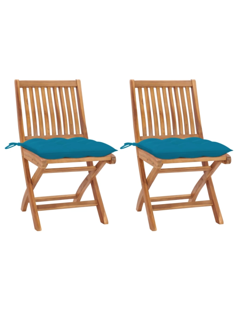 Vidaxl - vidaXL Cadeiras de jardim c/ almofadões azul-claro 2 pcs teca maciça