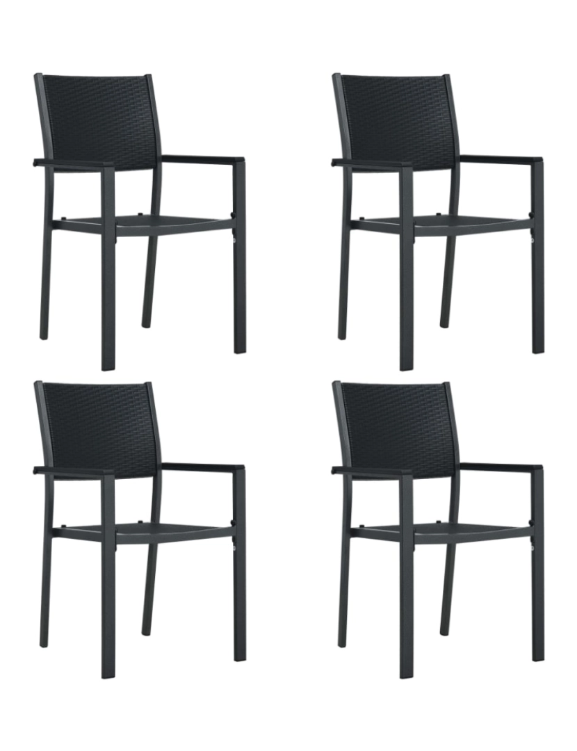 imagem de vidaXL Cadeiras jardim 4 pcs plástico preto aspeto vime1