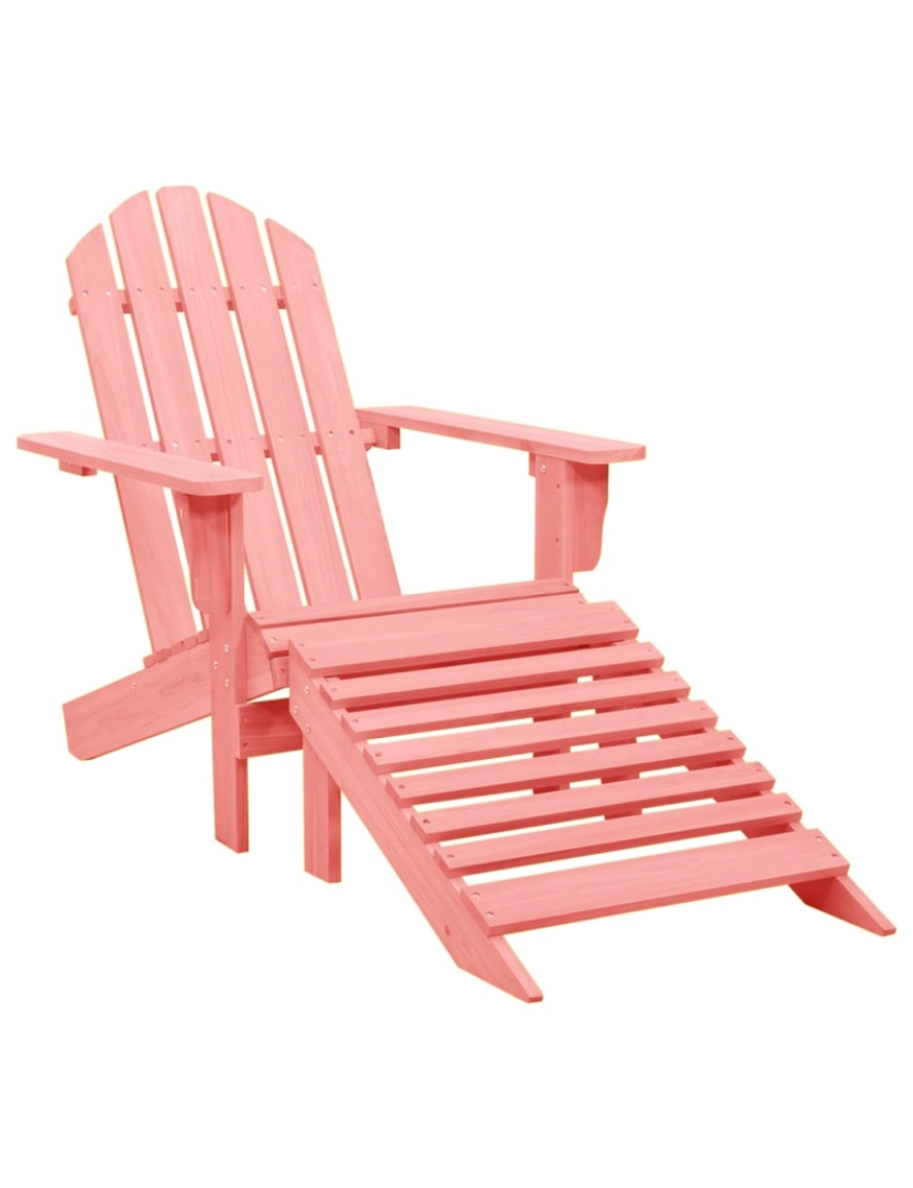 imagem de vidaXL Cadeira Adirondack para jardim com otomano abeto maciço rosa1