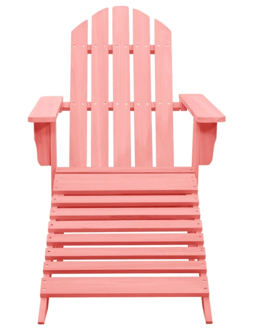 imagem de vidaXL Cadeira Adirondack para jardim com otomano abeto maciço rosa3