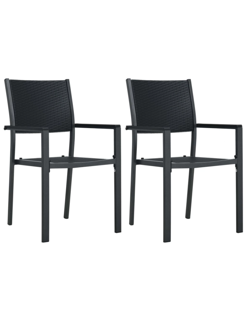 imagem de vidaXL Cadeiras jardim 2 pcs plástico preto aspeto vime1