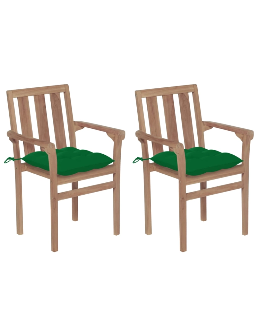 Vidaxl - vidaXL Cadeiras de jardim c/ almofadões verde 2 pcs teca maciça