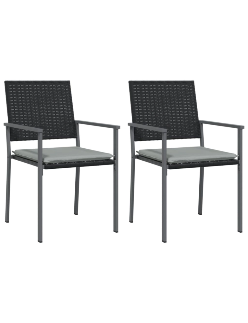 Vidaxl - vidaXL Cadeiras jardim c/ almofadões 2 pcs 54x62,5x89 cm vime PE preto