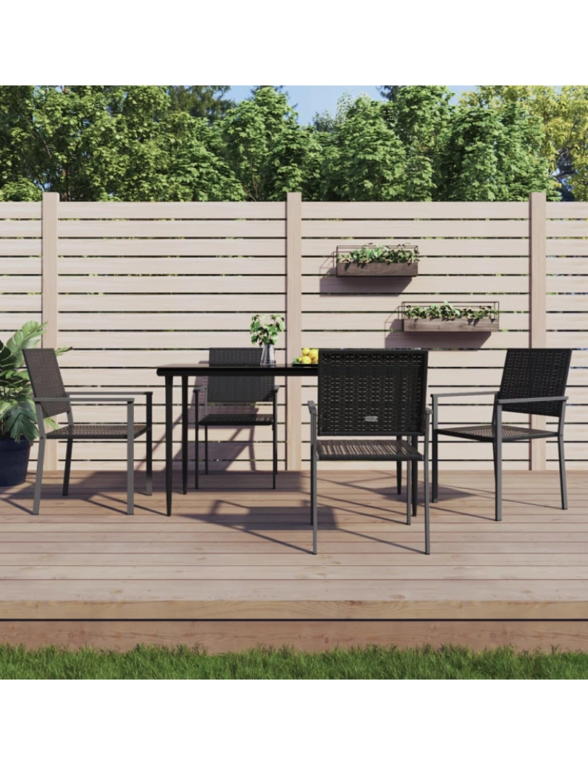 imagem de vidaXL Cadeiras jardim 4 pcs 54x62,5x89 cm vime PE preto2