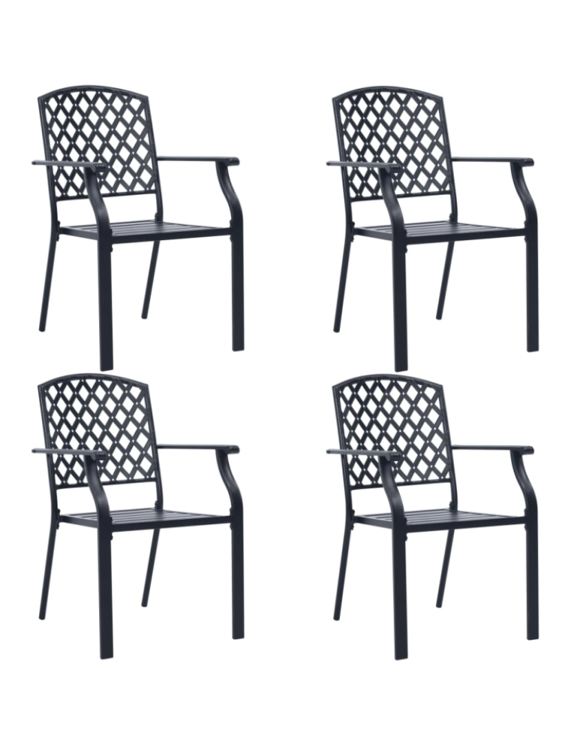 Vidaxl - vidaXL Cadeiras de jardim design rede 4 pcs aço preto